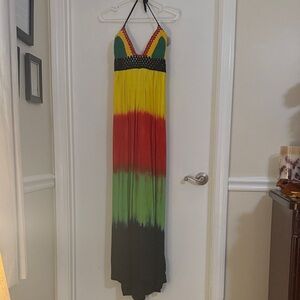 Multicolor Halter Maxi Dress